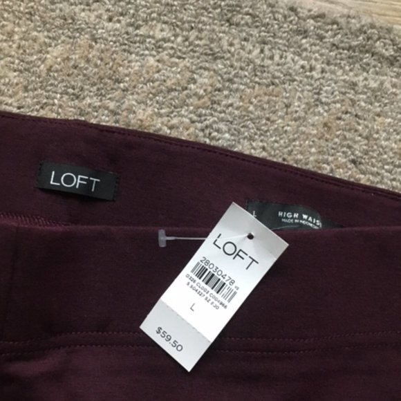 THE LOFT Women's High Waist Mauve Purple Leggings Pants size L-NWT - Picture 2 of 3